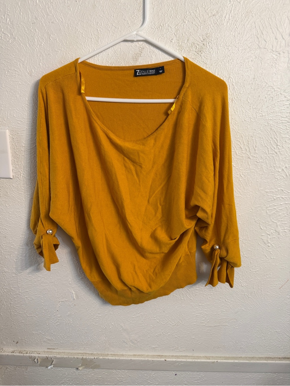 New York and Company Mustard Yellow Dolman Sleeve Top